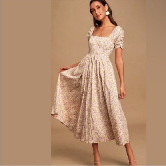 Free People Dresses & Skirts - Free People She’s a Dream Midi Dress Powder Combo cotton size 6